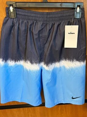 NWT Nike Swim Boys XL Navy and Light Blue Fade Swim Board Shorts
